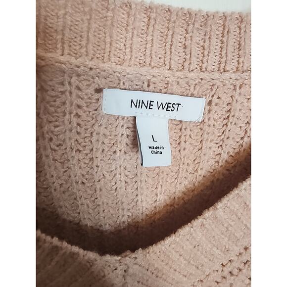 Nine West V-Neck Blush Pink Knit Sweater, NWT, Large - Picture 4 of 6